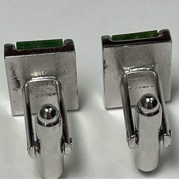 VTG Dante Jade Jadite Cuff Links Men’s cufflinks vintage silver green - Picture 4 of 12